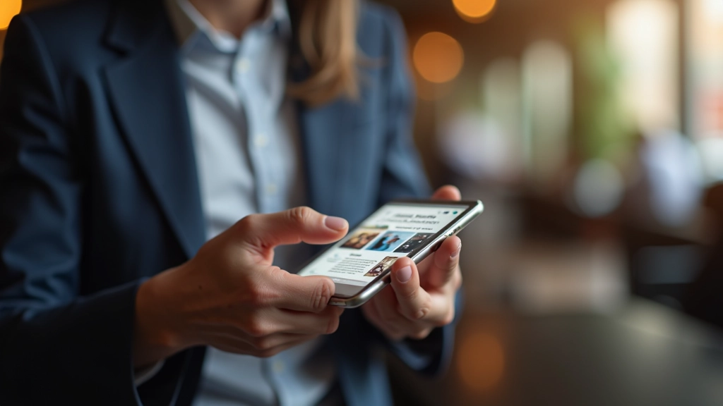 Mano di una persona che tocca lo schermo di uno smartphone che mostra un sito web completamente ottimizzato e facile da navigare