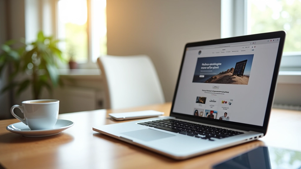 Laptop aperto mostra un sito web multilingue con navigazione chiara e contenuti ben organizzati in italiano e inglese